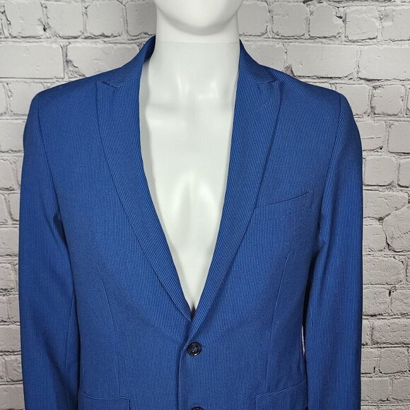 Savile Row Brixton Navy Blue Two Button Peak Lapel Jacket, Men's 40L NWT - Picture 2 of 16